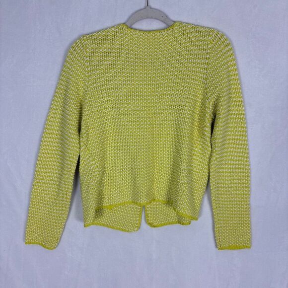 Boden Yellow & White Striped Knit 100% Cotton Open Blazer Jacket Size US 10 - Picture 8 of 12